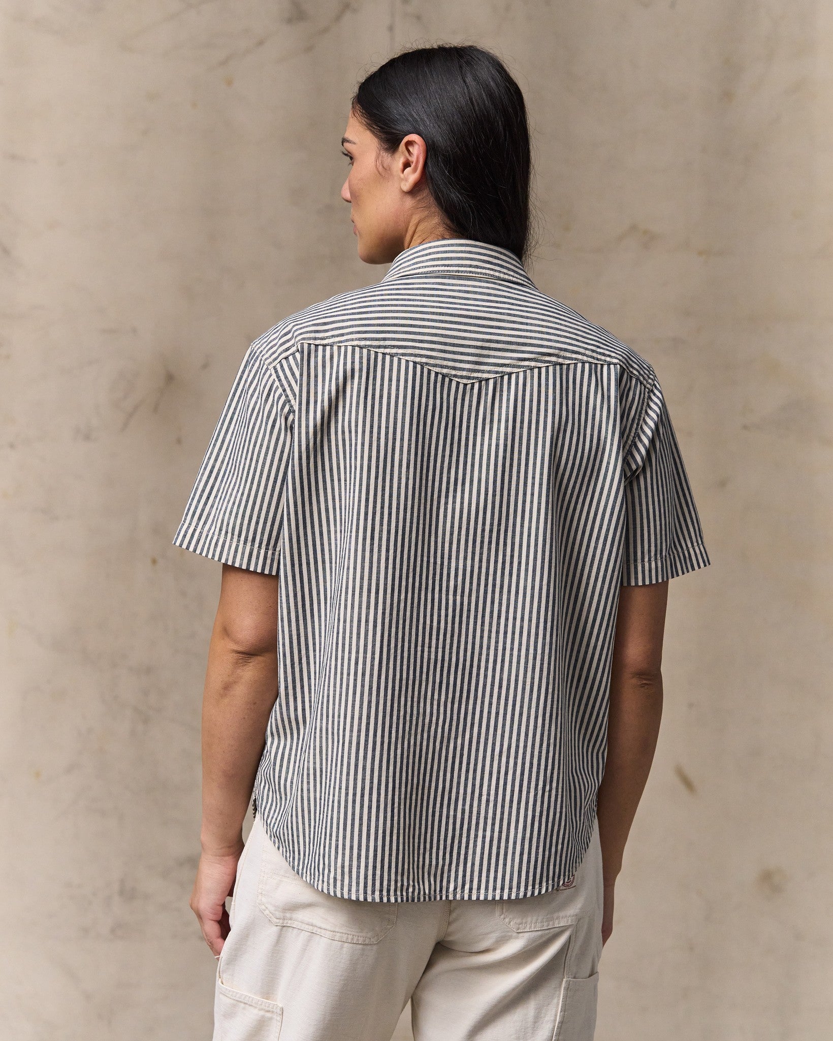 Alternative view of Women's Short Sleeve Chambray Western Shirt - Indigo / Natural
