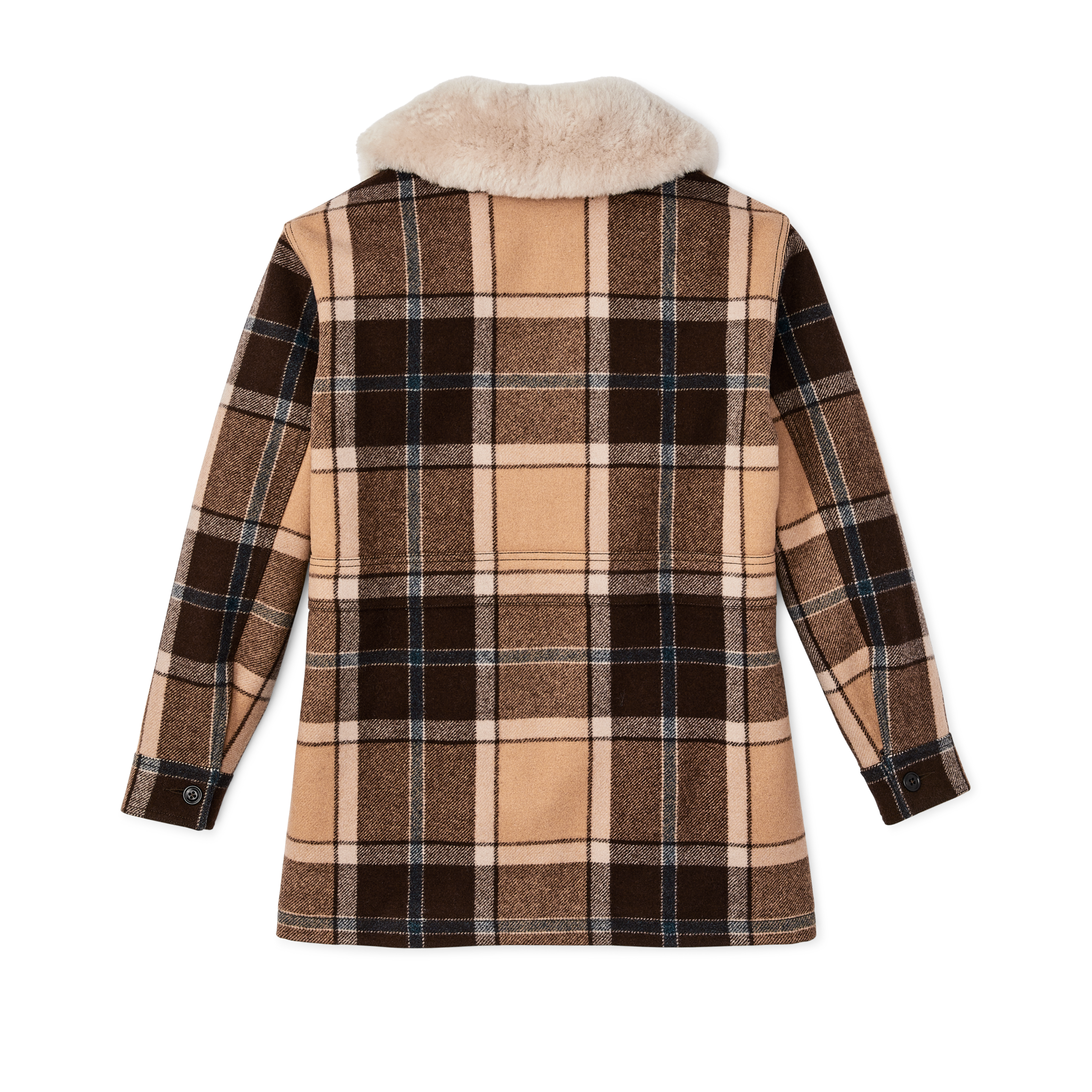 Alternative view of Women's Lined Wool Packer Coat - Cream / Brown / Multi Plaid