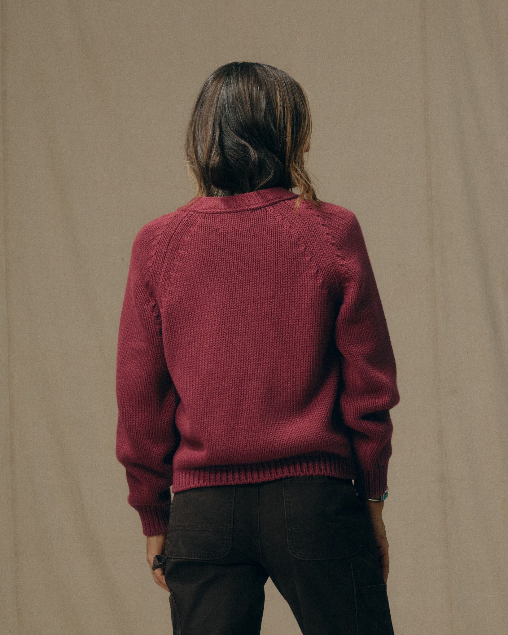 Alternative view of Women's Rustic Cotton Cardigan - Burgundy