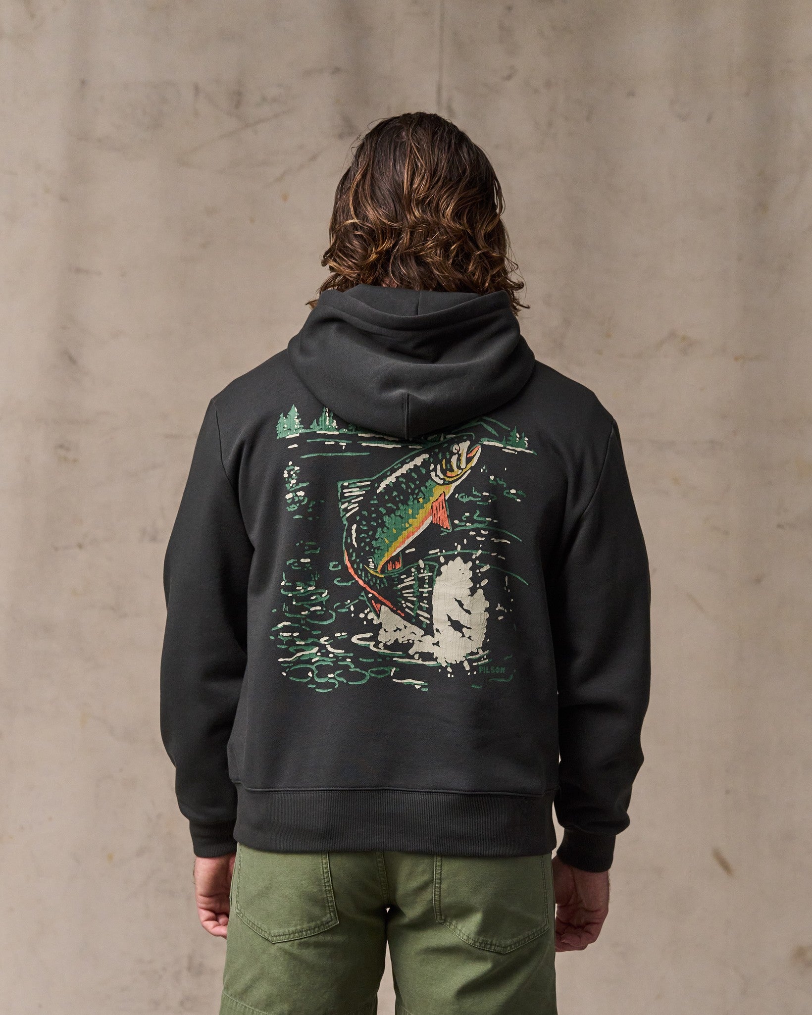 Alternative view of Trout Graphic Hoodie - Faded Black
