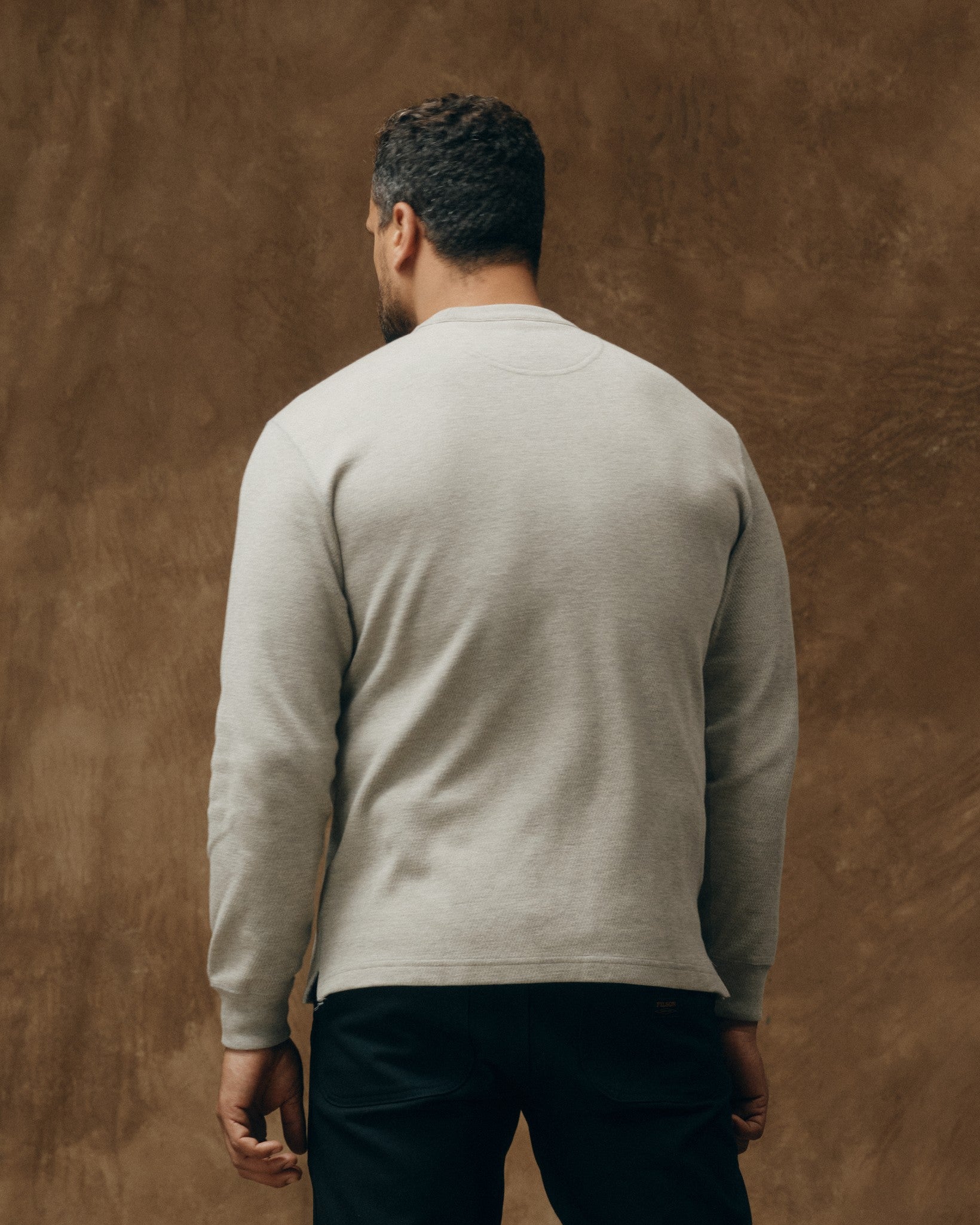 Alternative view of Waffle Knit Thermal Crewneck - Light Heather Gray